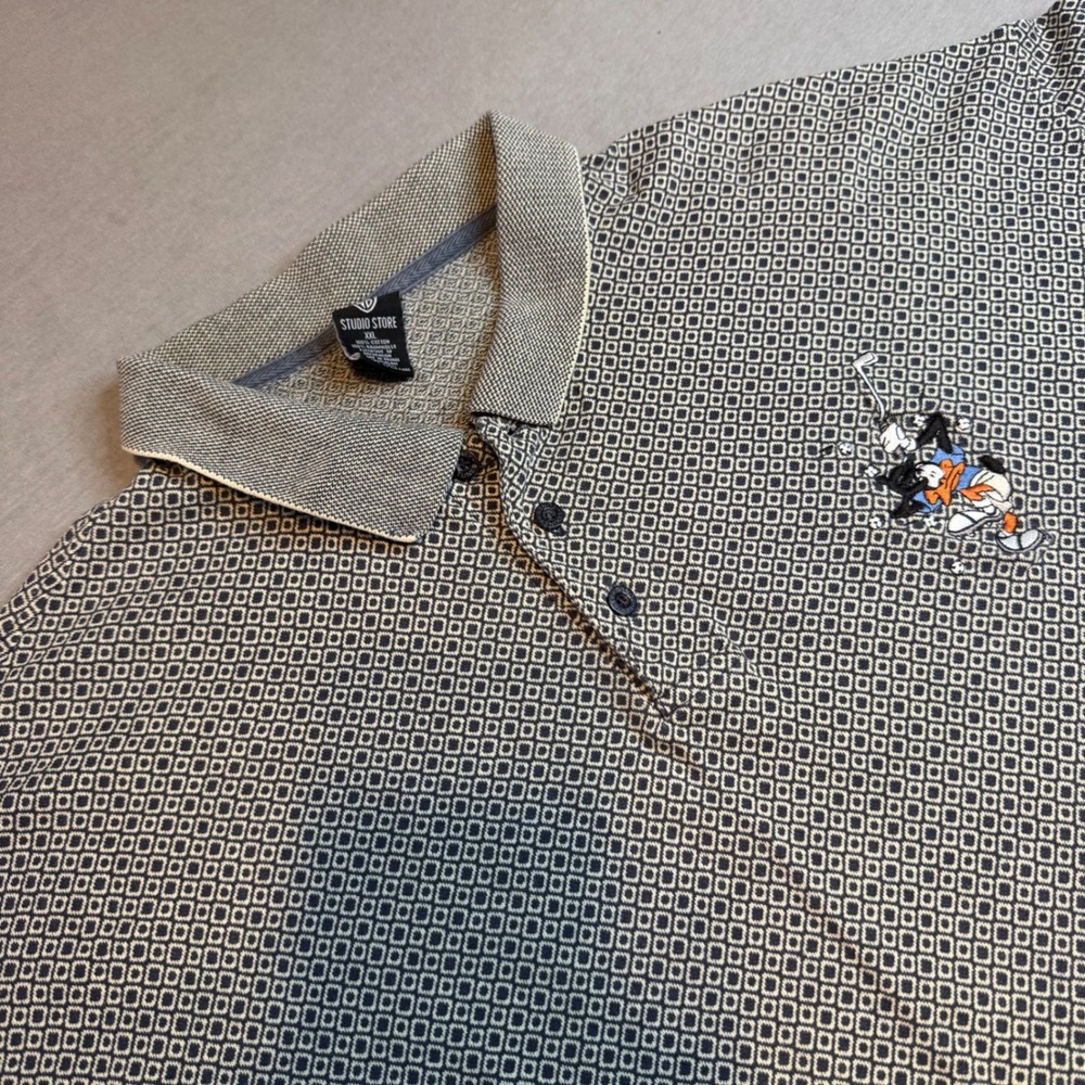 Vintage Warner Bros Studio Store Duck Golf Polo Shirt XXL‎ Grey Cotton